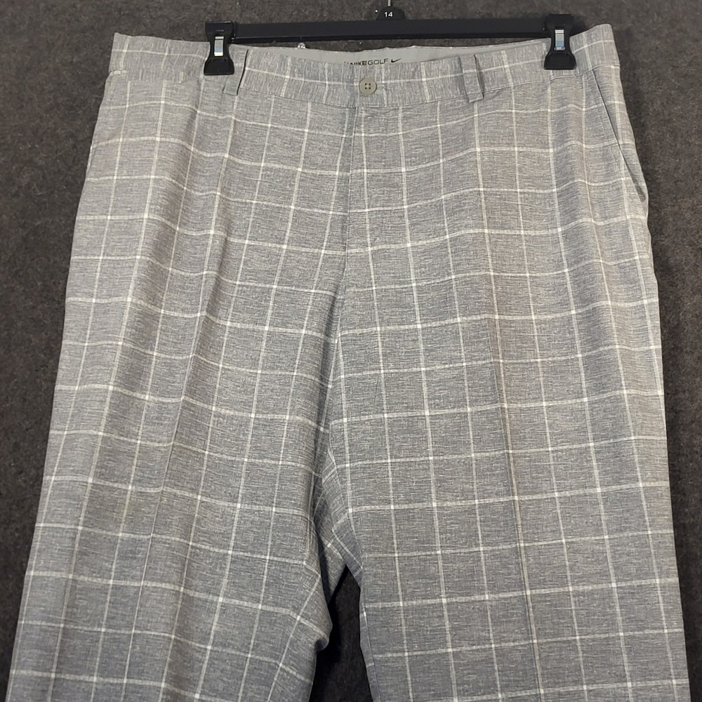 Nike Golf Tour Performance Dri-FIT Pants Mens 38x32 Gray White Windowpane Plaid